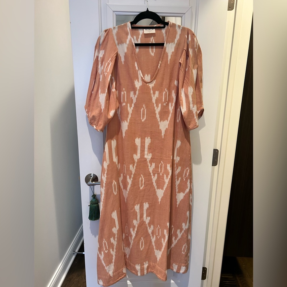 Cassis Mirth Caftan Dress in Conch Ikat with Flat Hem